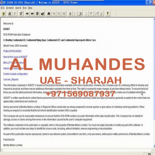 Repair Workshop Service Manual EPC ASSIST IETIS 2010 for Bentley