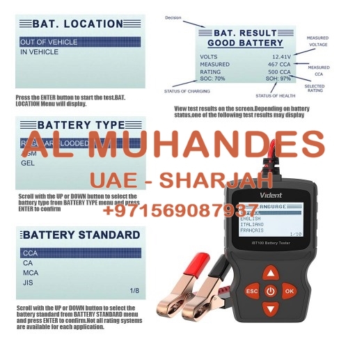 Vident iBT100 12V Battery Analyzer for Flooded, AGM,GEL 100-1100CCA Automotive Tester Diagnostic Tool